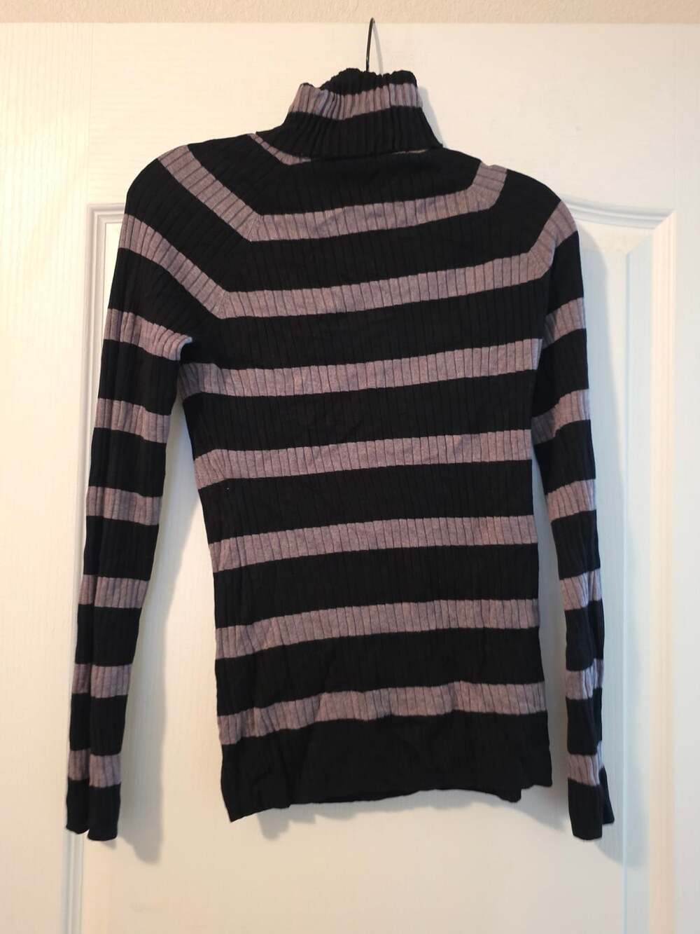 INC International Concepts Striped Turtleneck Sweater Size XL Black